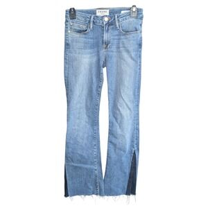 FRAME Le Crop Mini Boot Jeans Austin Wash Size 24 Frayed Hem